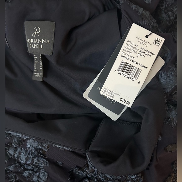 Adrianna Papell Dark Blue Floral Gown - Picture 9 of 12